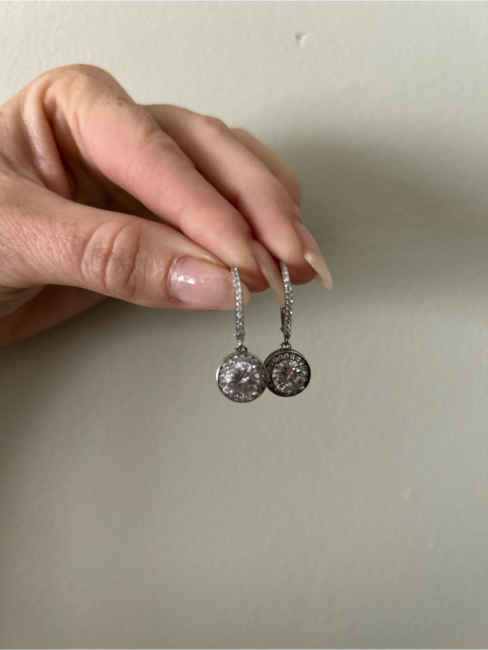 Silver-Tone Crystal Drop Earrings - Clear